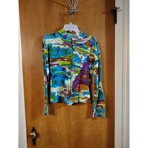 Keren Hart Embellished Lightweight Paris Eiffel Tower Medium Zip Up Jacket